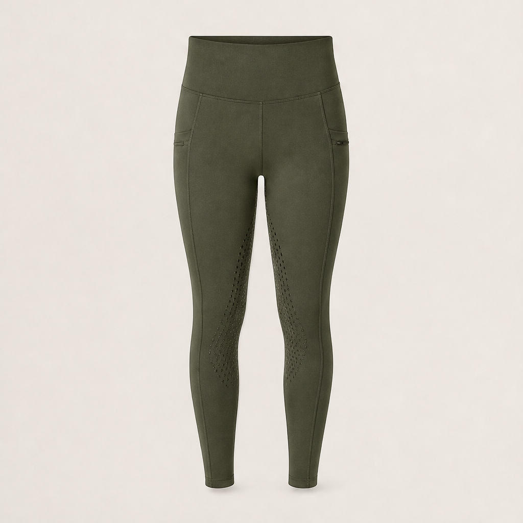 Calorra – Leggings Termici Full Seat da Equitazione Olive
