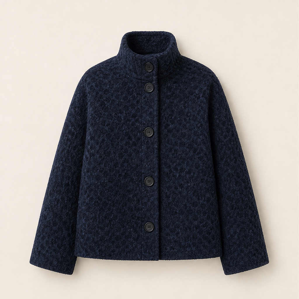 Velmara – Cappotto Corto Effetto Leopardo Navy