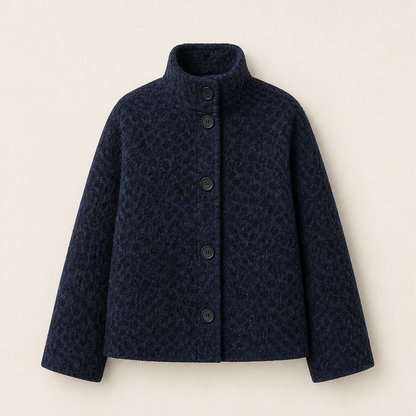Velmara – Cappotto Corto Effetto Leopardo Navy