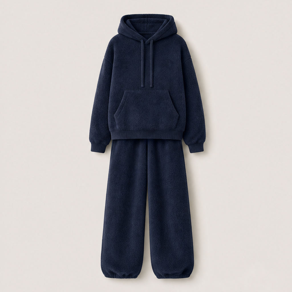 Morvana – Pantaloni Sweatpants in Pile Oversize Navy