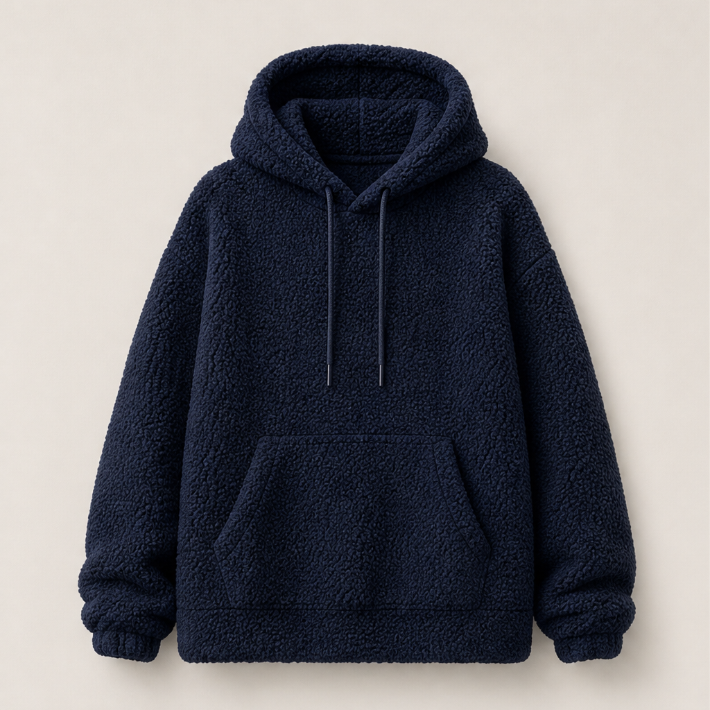 Novarca – Felpa con Cappuccio in Sherpa Oversize Navy