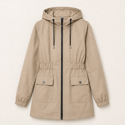 Pioverra – Giacca Impermeabile con Cappuccio Beige
