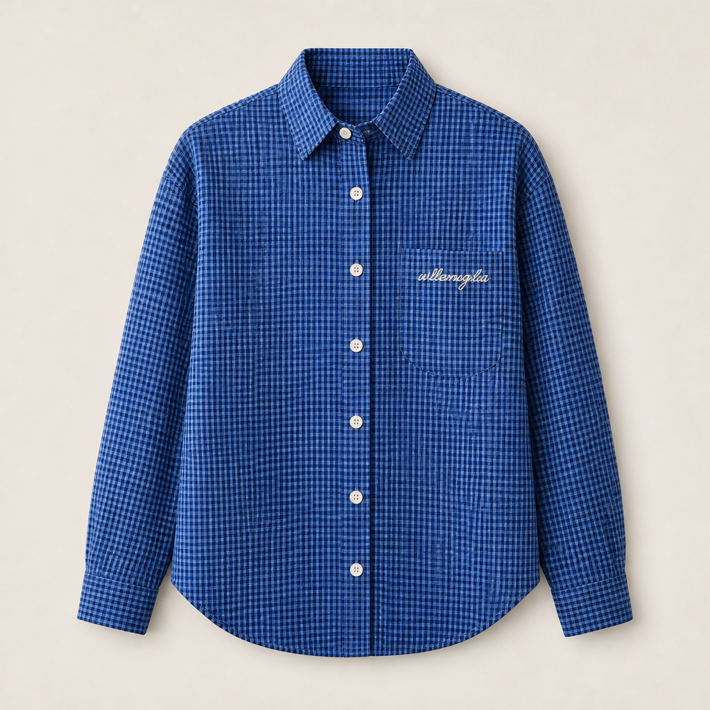 Verraco – Camicia a Quadretti con Orlo Curvo Blue