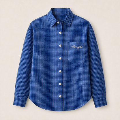 Verraco – Camicia a Quadretti con Orlo Curvo Blue