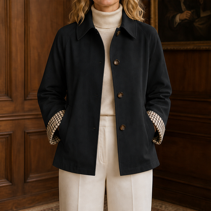 Halborne – Cappotto Corto con Fodera a Quadri Black