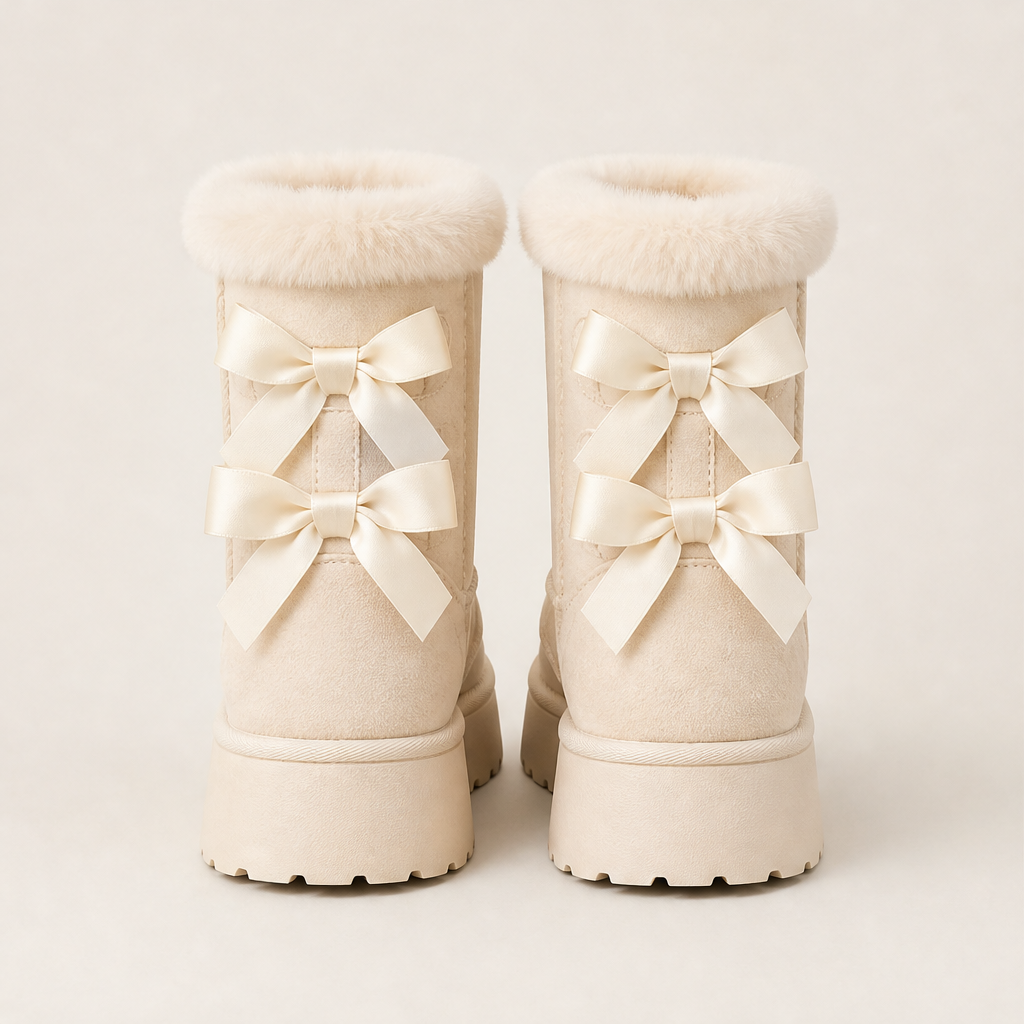Nevalia – Stivaletti da Neve con Plateau e Fiocco Cream