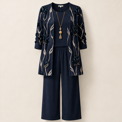 Fioralia – Completo Tre Pezzi Stampa Floreale Navy