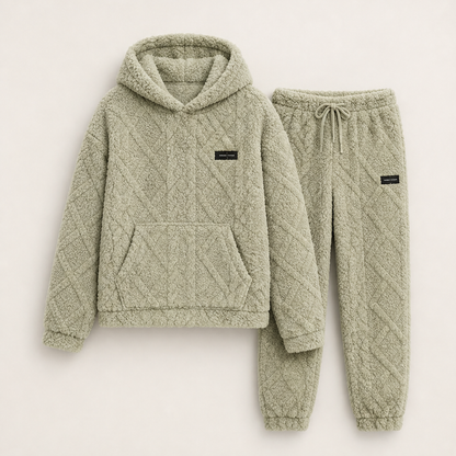 Morbento – Completo Felpa e Pantaloni Effetto Peluche Sage Green