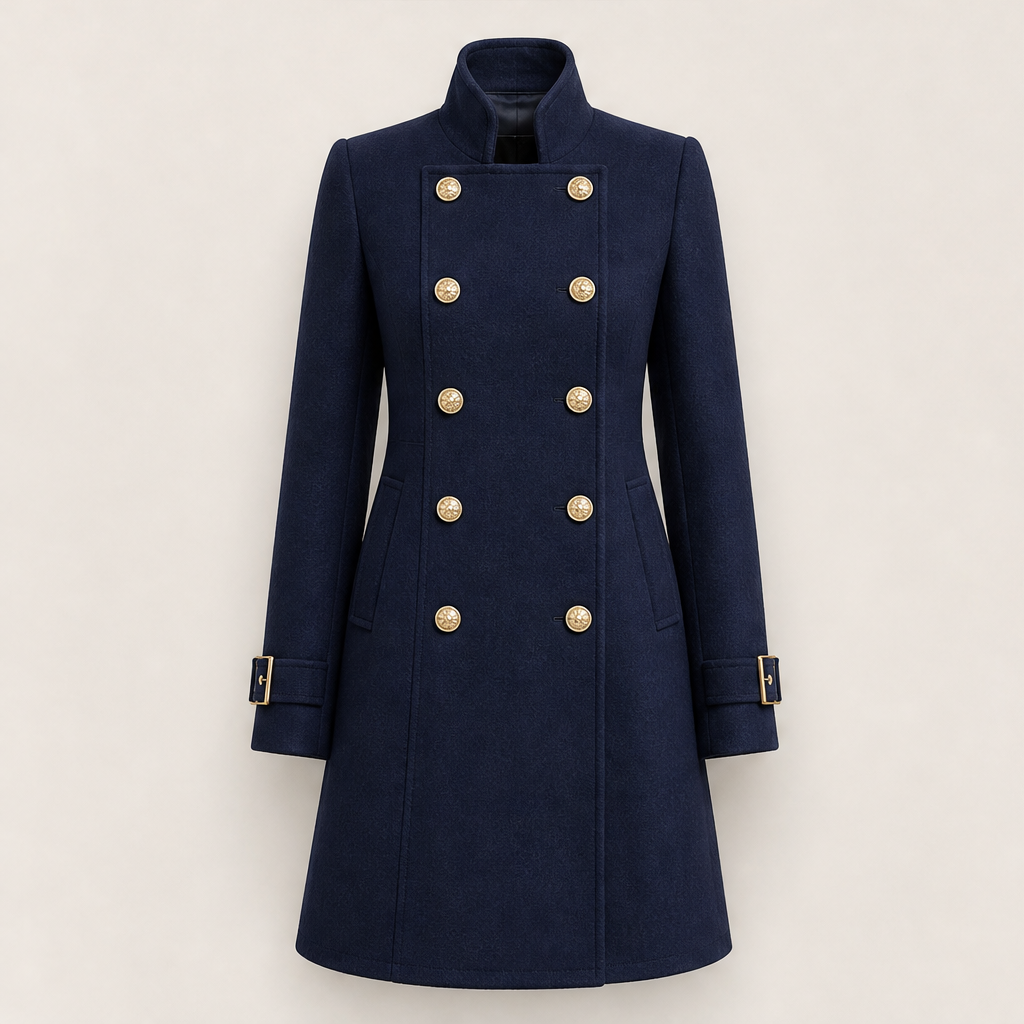 Verlano – Cappotto Doppiopetto Collo Alla Coreana Navy