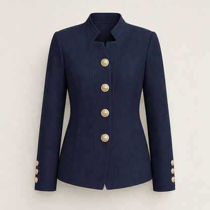Corselia – Blazer Slim Fit con Collo alla Coreana Navy