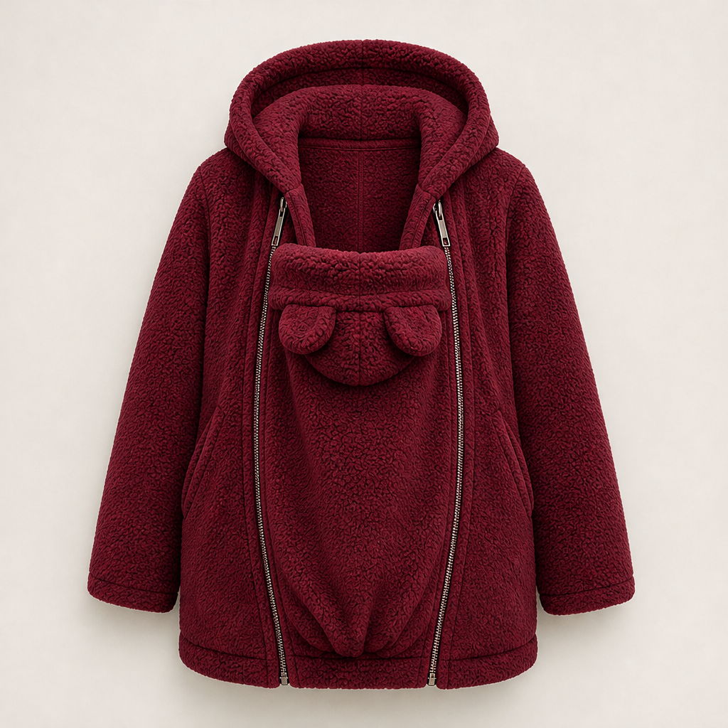 Marsupino – Giacca in Pile Porta Bebè Canguro Burgundy