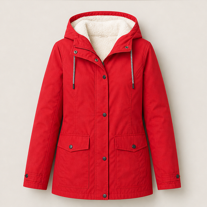 Calorena – Giacca con Cappuccio Foderata in Pile Red