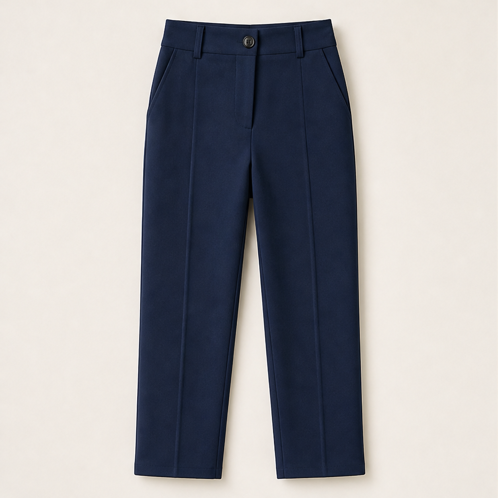 Vallenza – Pantaloni Cropped Sartoriali a Vita Alta Navy