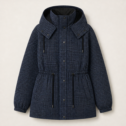 Covelia – Impermeabile Corto a Quadri Navy