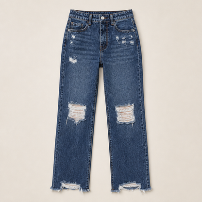 Vareluna – Jeans Strappati Effetto Vintage Dark Blue