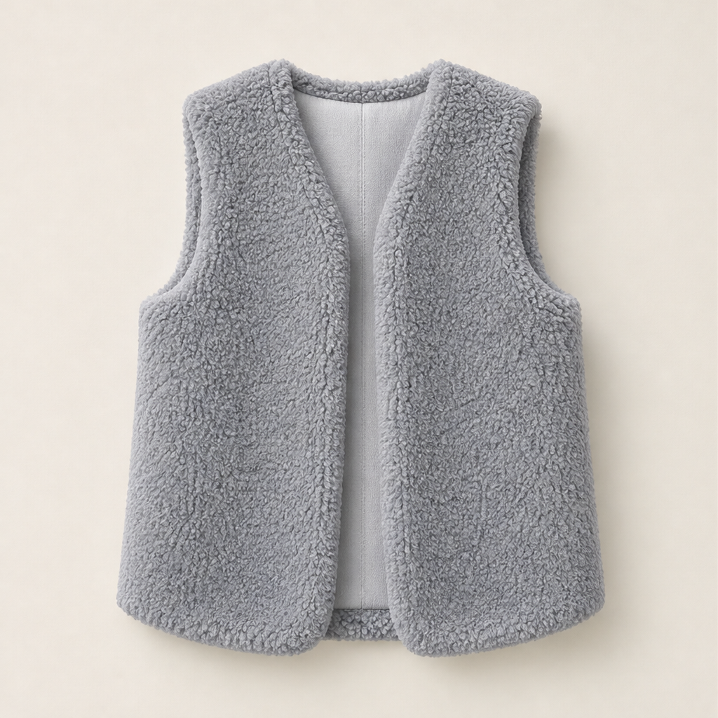 Orsolana – Gilet in Teddy Senza Maniche Grey