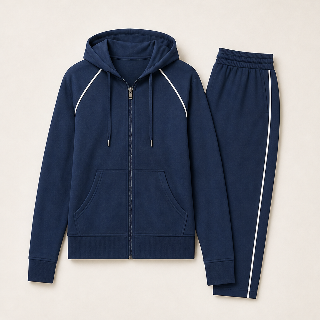 Velomia – Felpa con Zip e Pantaloni Tuta Set Due Pezzi Navy