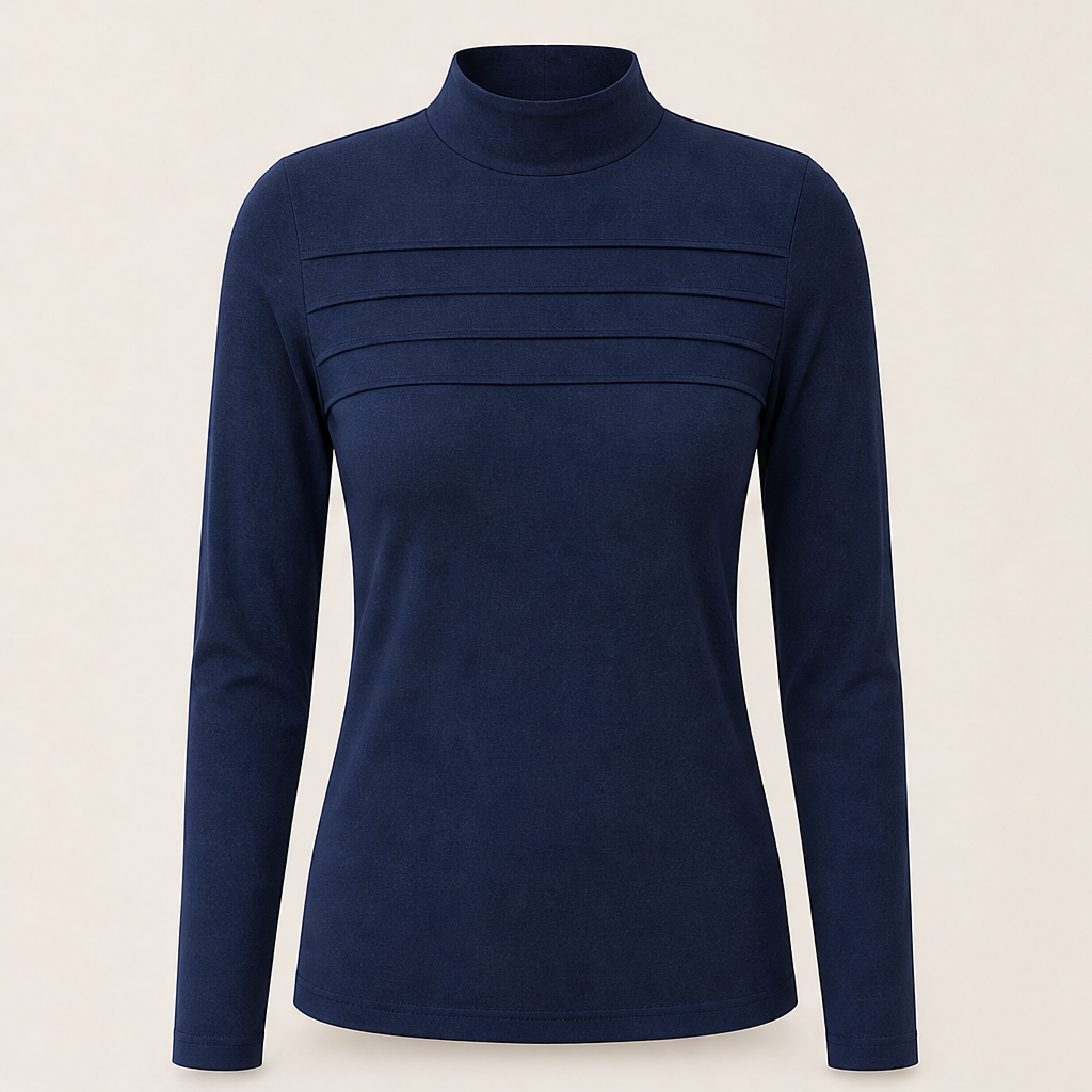 Zinie – Top a Collo Alto con Stampa Floreale Navy