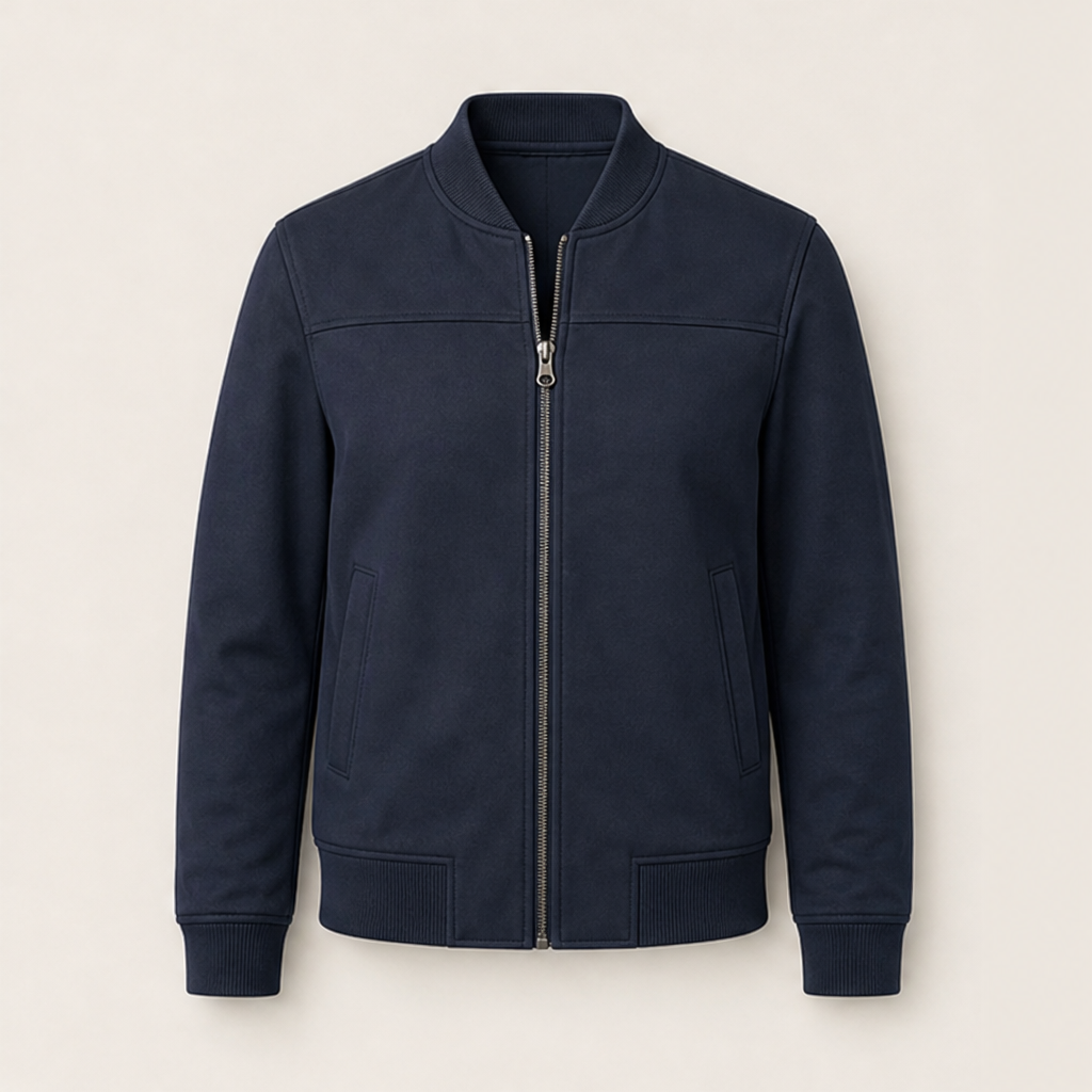 Varenzo – Giacca Bomber Classica con Zip Navy