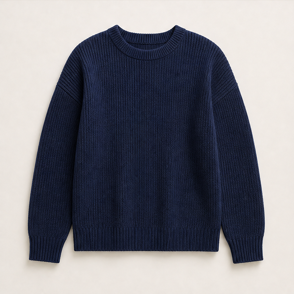 Maglera – Pullover Girocollo a Costine Navy