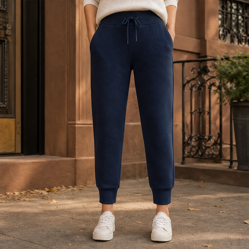 Morvinta – Pantaloni Jogger Cropped con Coulisse Navy