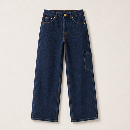 Varelio – Jeans Dritti a Vita Alta Comfort Navy