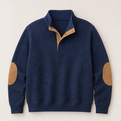 Kashyap – Felpa Collo Alto con Toppe ai Gomiti Navy