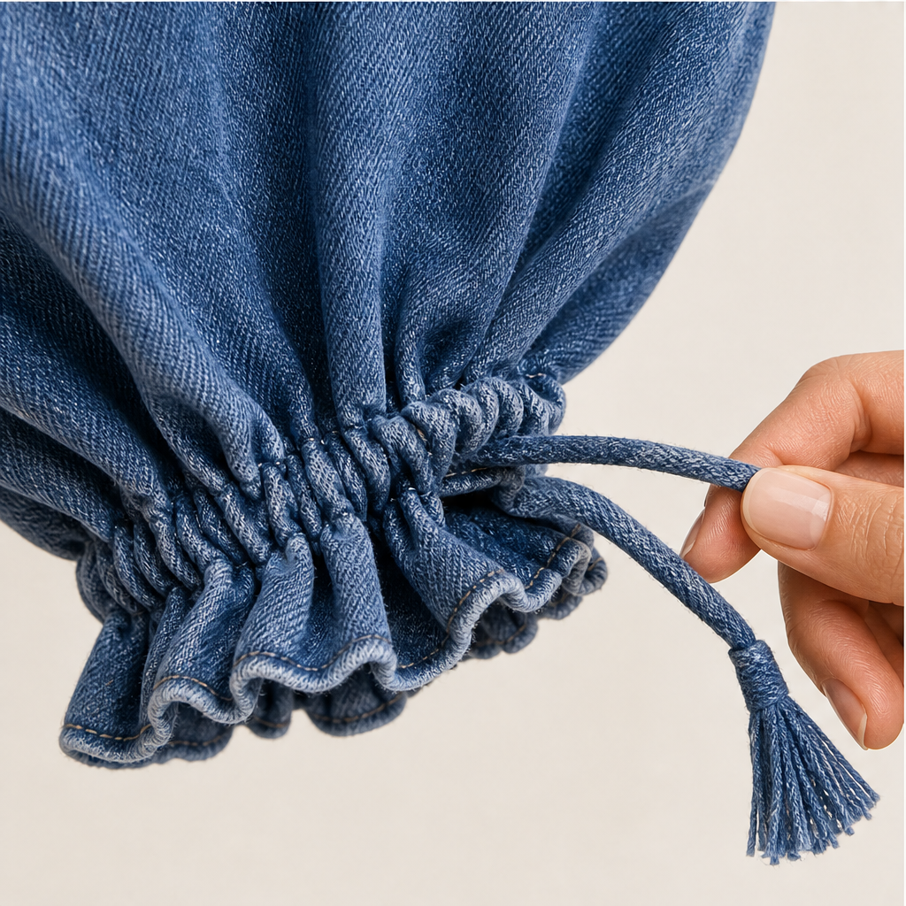 Vallonda – Jeans Baggy a Vita Alta con Coulisse detail