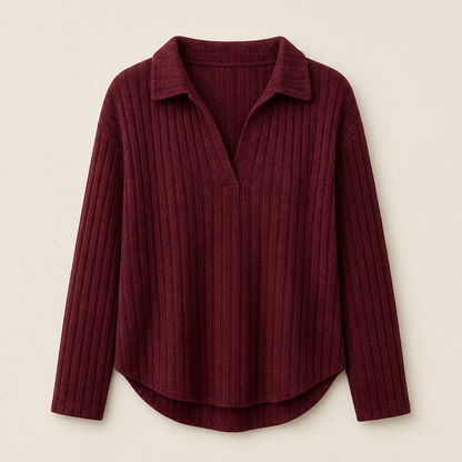 Novarino – Maglione a Costine con Scollo a V Burgundy