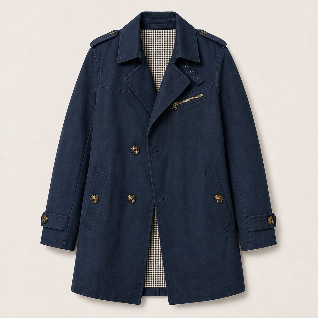 Milvora – Giacca Lunga in Cotone Lavato Navy