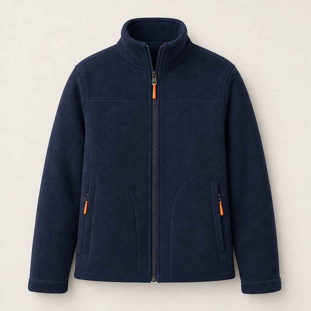 Velmora – Giacca in Pile Collo Alto Reversibile Navy