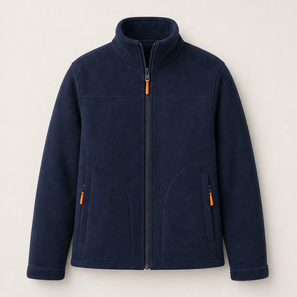 Velmora – Giacca in Pile Collo Alto Reversibile Navy