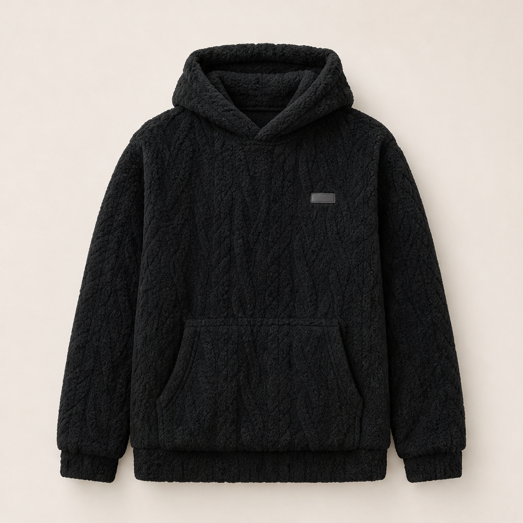 Novarla – Felpa con Cappuccio in Pile Jacquard Black