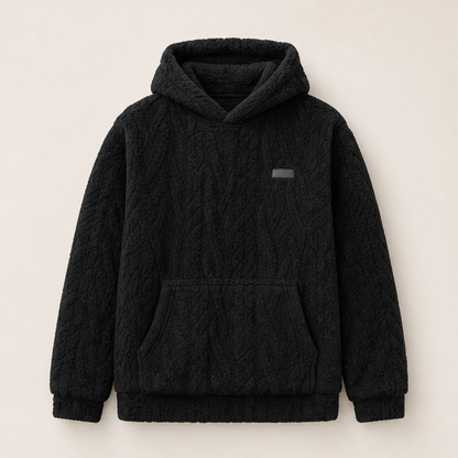Novarla – Felpa con Cappuccio in Pile Jacquard Black