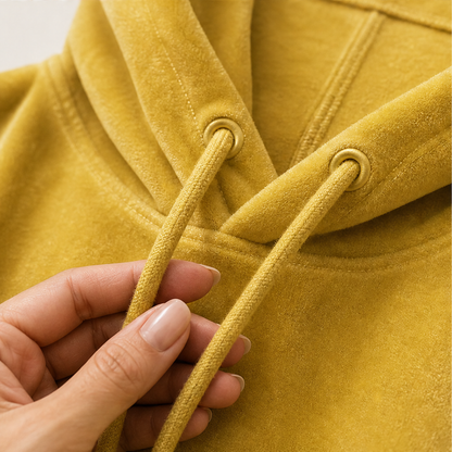 Velmora – Felpa Oversize in Velluto a Maniche 3/4 detail
