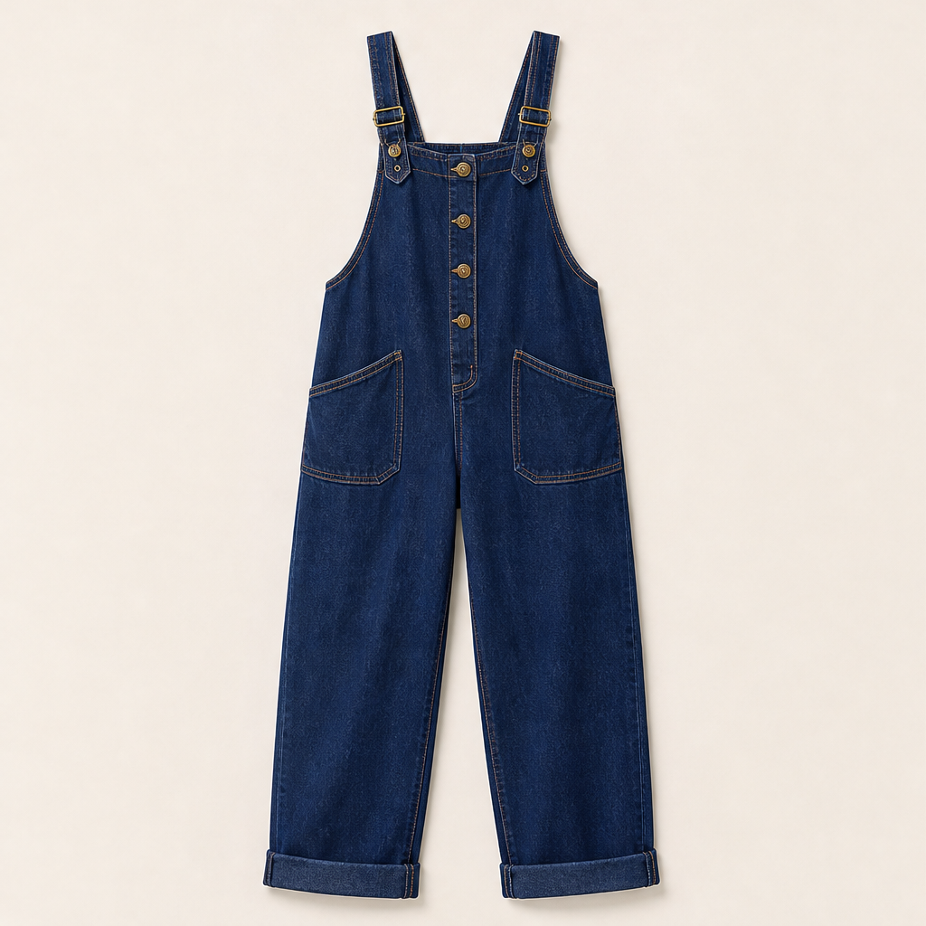 Vareloa – Salopette di Jeans Baggy con Tasche Navy