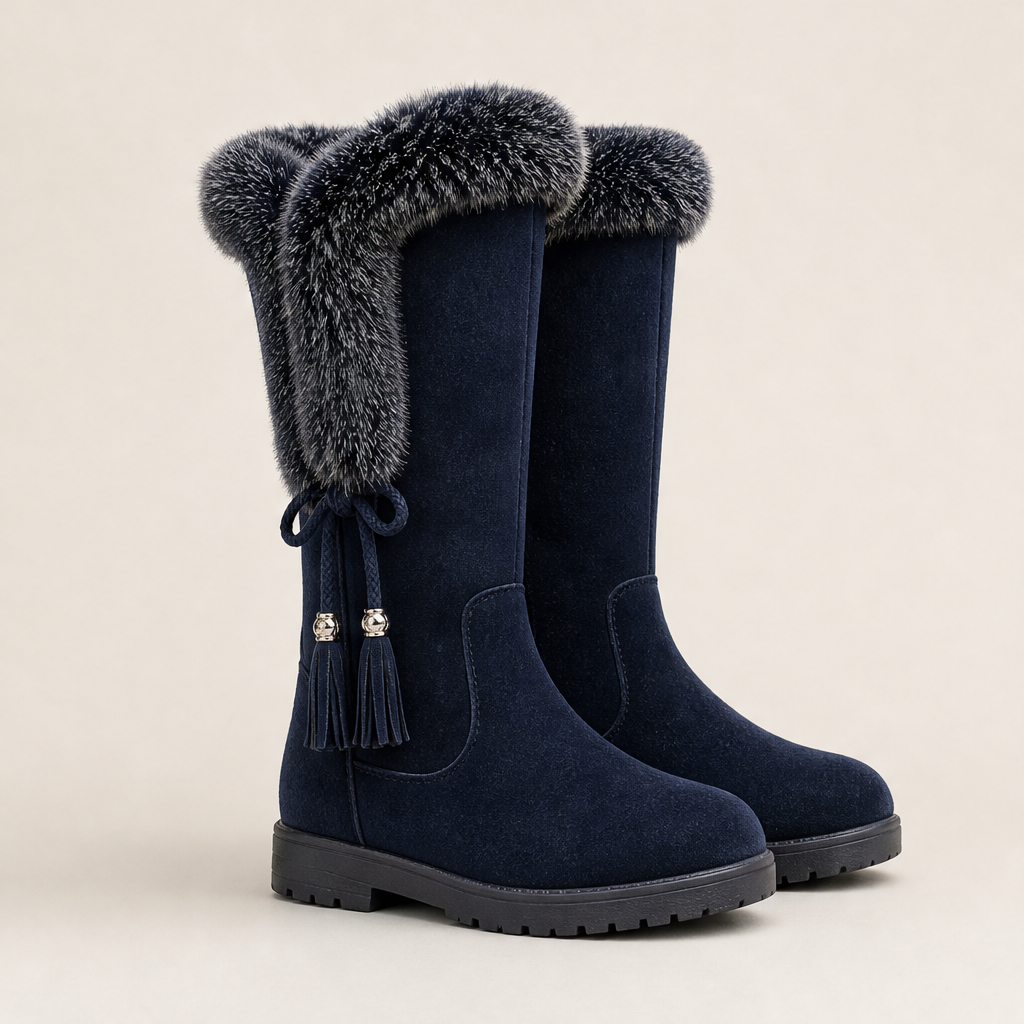 Nevara – Stivali da Neve con Bordo in Pelliccia Navy