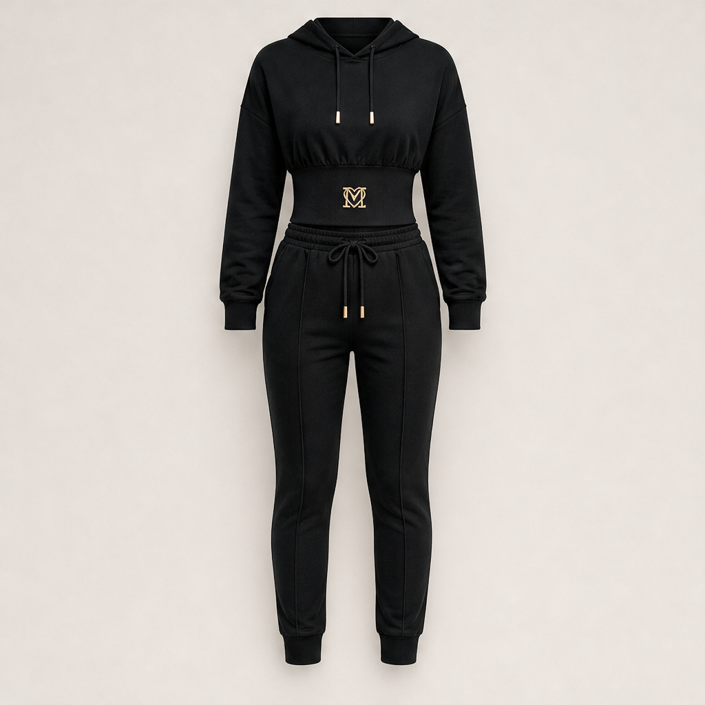 Velmora – Tuta Cropped con Cappuccio Due Pezzi Black