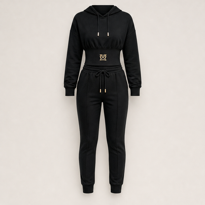Velmora – Tuta Cropped con Cappuccio Due Pezzi Black