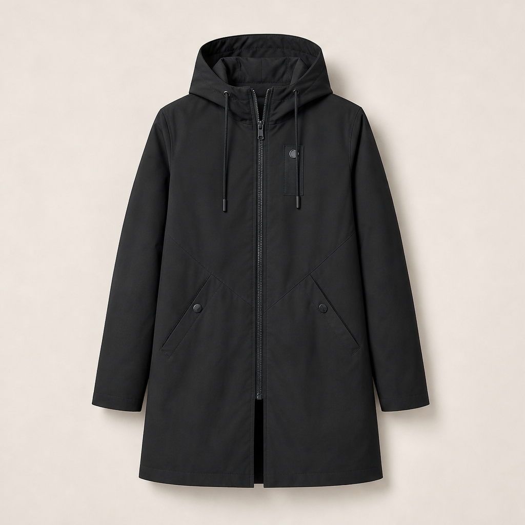 Novarla – Cappotto Midi con Cappuccio Black