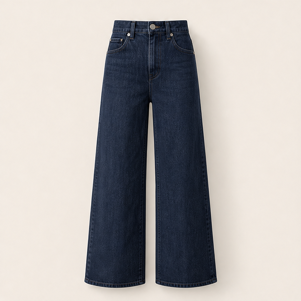 Velarosa – Jeans a Gamba Larga Vita Alta Navy