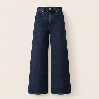 Velarosa – Jeans a Gamba Larga Vita Alta Navy