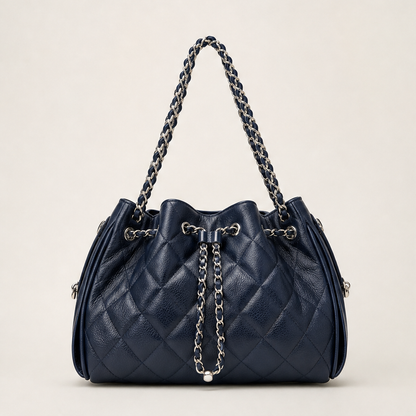 Caviora – Borsa Bucket in Pelle Trapuntata Navy
