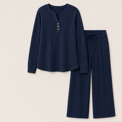 Molveta – Completo Lounge Maniche Lunghe e Pantaloni Palazzo Navy