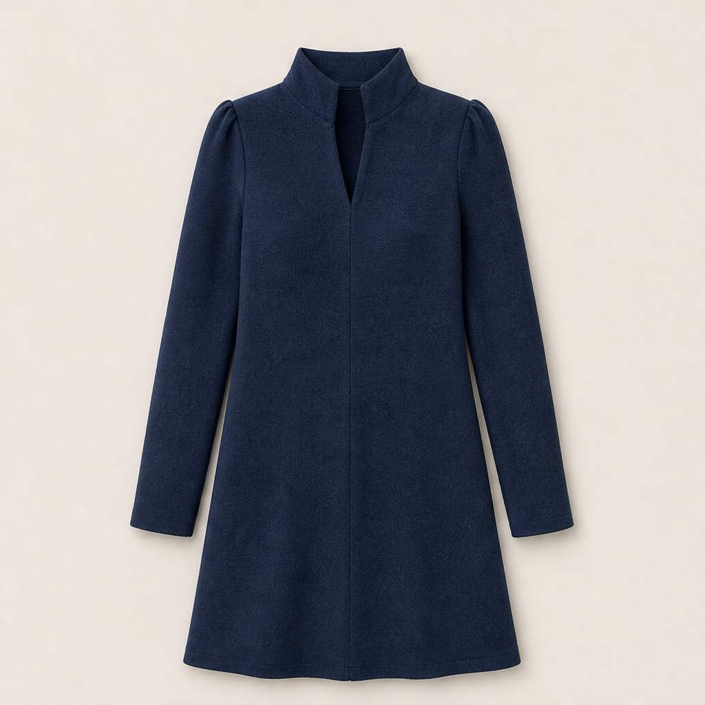 Novarra – Abito Scollo a V Collo Alto Manica Lunga Navy