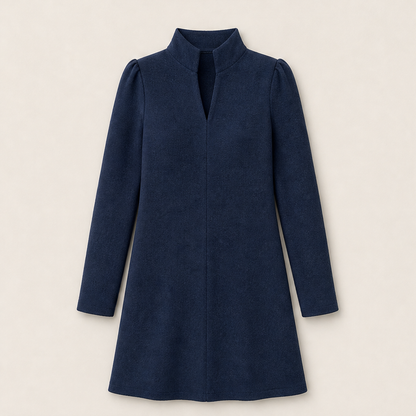 Novarra – Abito Scollo a V Collo Alto Manica Lunga Navy