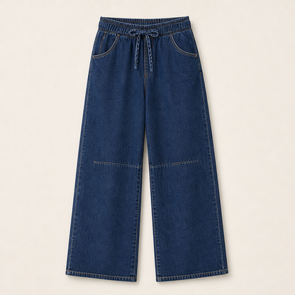 Velasca – Jeans Ampi a Vita Elastica con Coulisse Dark Wash Denim