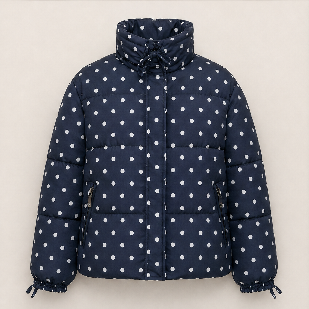 Volnetta – Piumino Collo Alto a Pois Navy
