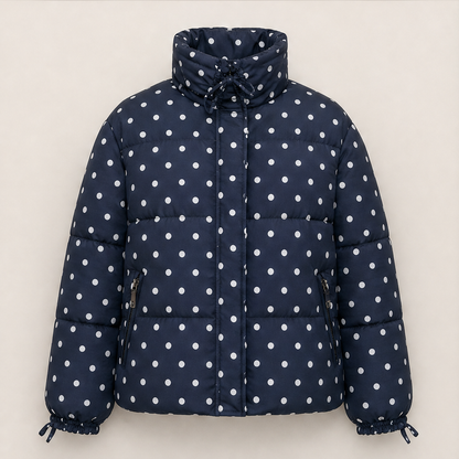 Volnetta – Piumino Collo Alto a Pois Navy