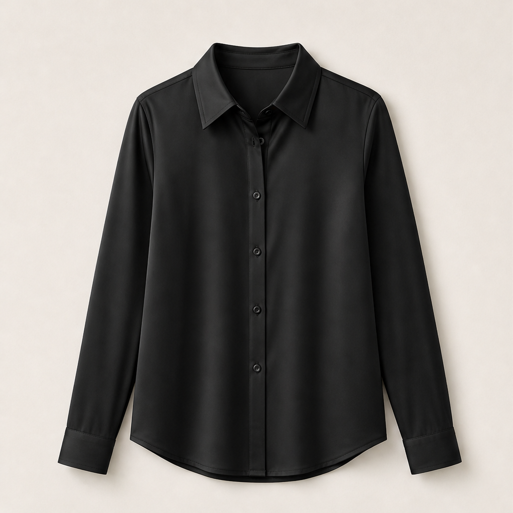 Serelia – Camicia in Raso con Bottoni Black